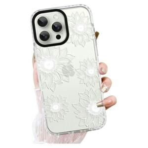 iPhone 16 Pro Max Cute Clear Sunflower Shockproof Protective Slim White S1